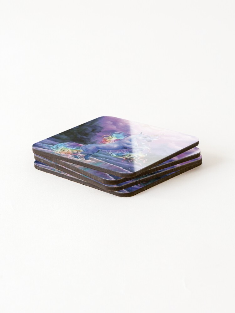 Thumbnail 4 of 5, Coasters (Set of 4), Magical Unicorn Sunset designed and sold by RocketshSD.