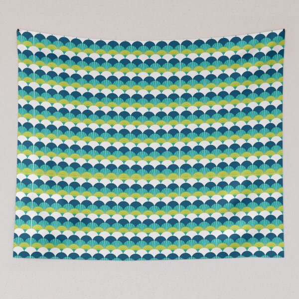 Item preview, MODERN SCALLOP PATTERN modern minimal bright peacock colours designed and sold by Kat Massard.