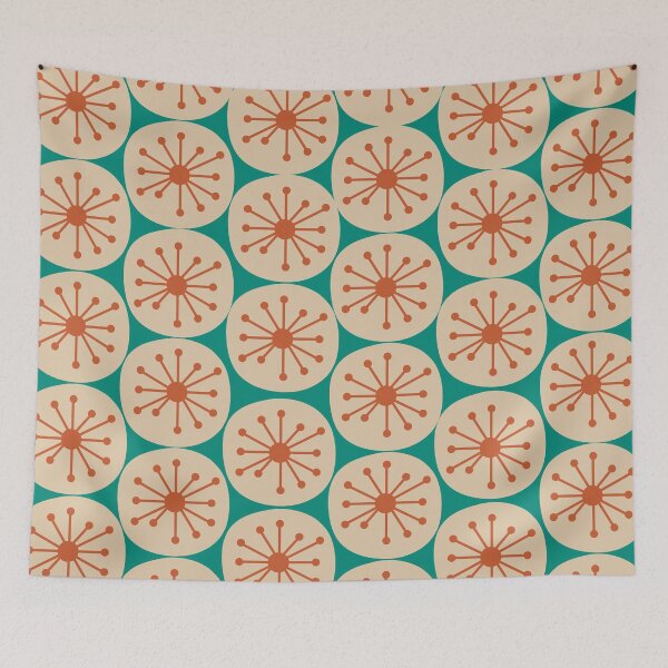 Item preview, Atomic Retro Dots - Midcentury Modern Pattern in Mid Mod Burnt Orange, Beige, and Turquoise Teal designed and sold by kierkegaard.