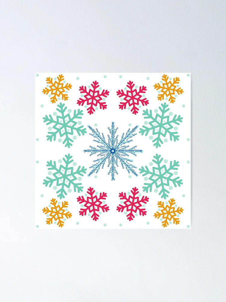 Thumbnail 1 of 3, Poster, Colorful Snowflake Pattern designed and sold by designlee.