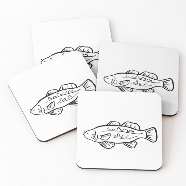 Item preview, Cute Smallmouth Bass Black and White Illustration designed and sold by bassoongirl123.