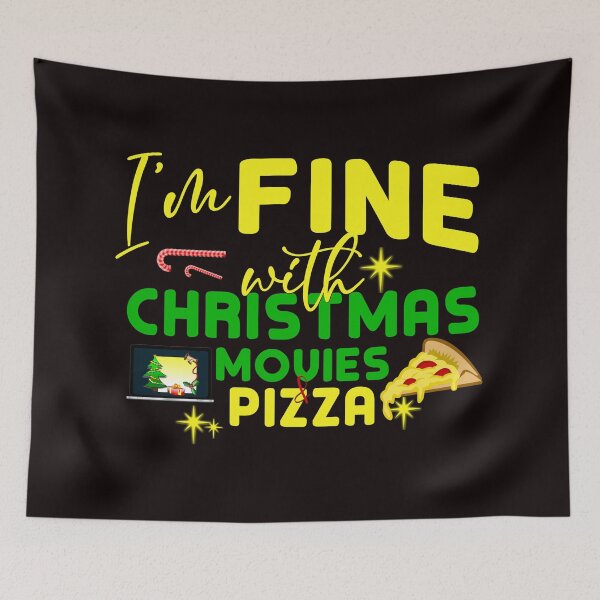 Item preview, I'm Fine With Christmas Movies And Pizza - Funny Laptop, Pizza, Christmas Stars and Symbols designed and sold by leo121687.