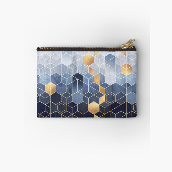 Item preview, Cloudy Blue + Golden Hexagonal Modern Abstract Pattern designed and sold by EscapistDecor.