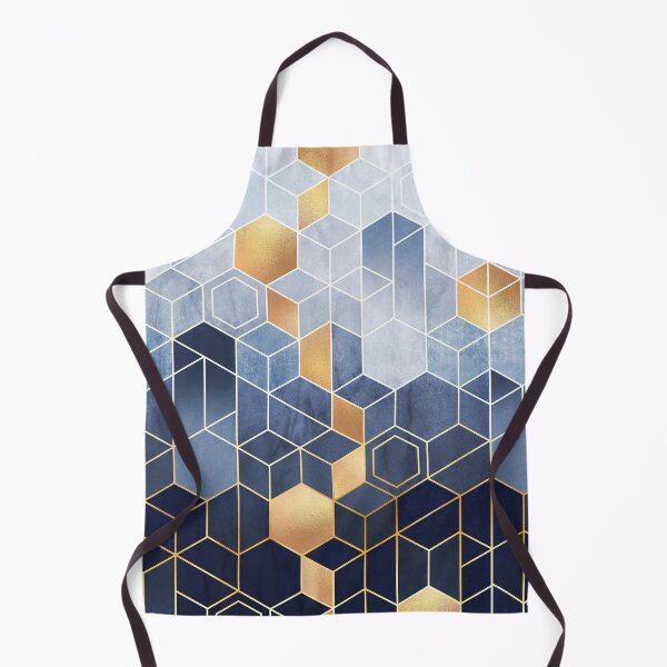 Item preview, Cloudy Blue + Golden Hexagonal Modern Abstract Pattern designed and sold by EscapistDecor.