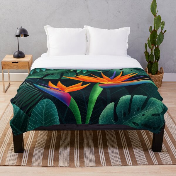 Item preview, Bird of Paradise Vibrant Sunset-Colored Flowers + Tropical Palm Leaves designed and sold by EscapistDecor.