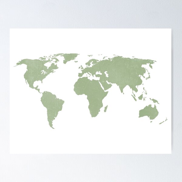Item preview, Distressed sage green world map designed and sold by Leah Biernacki.
