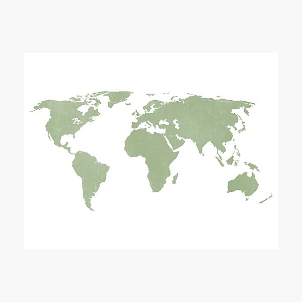 Item preview, Distressed sage green world map designed and sold by Leah Biernacki.