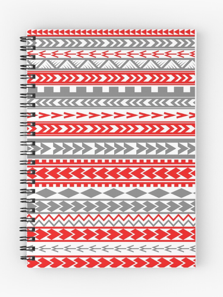 Thumbnail 1 of 3, Journal, gray and red patterns designed and sold by ARTSHACKPRINTS.