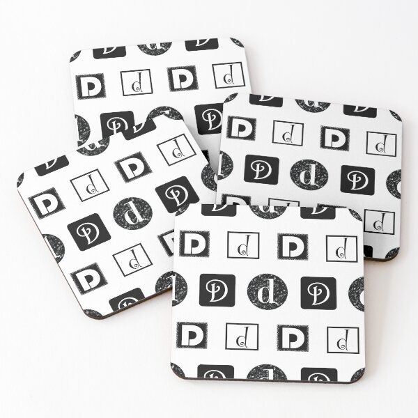Item preview, Letter D Black and White Geometric Pattern designed and sold by CJAura by Claire Jane Johnson.