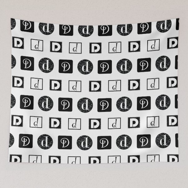 Artikelvorschau, Buchstabe D geometrisches Schwarzweiss-Muster entworfen und verkauft von CJAura by Claire Jane Johnson.