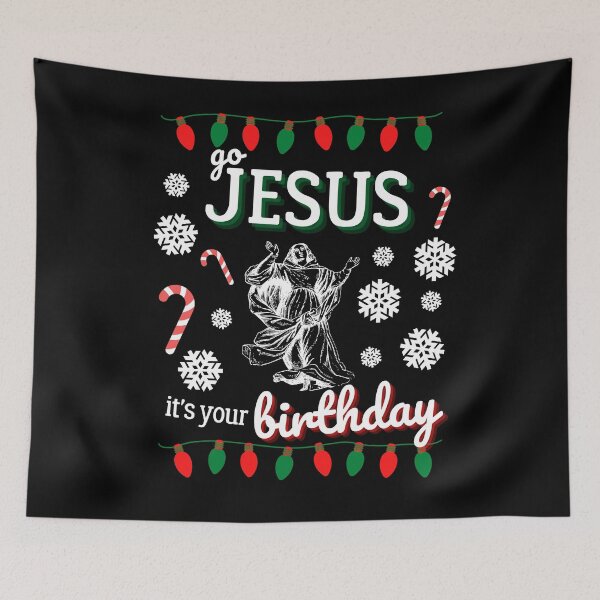 Item preview, Go Jesus It's Your Birthday Funny Men Women Dancing Ugly Christmas Xmas  designed and sold by WichitaClothing.