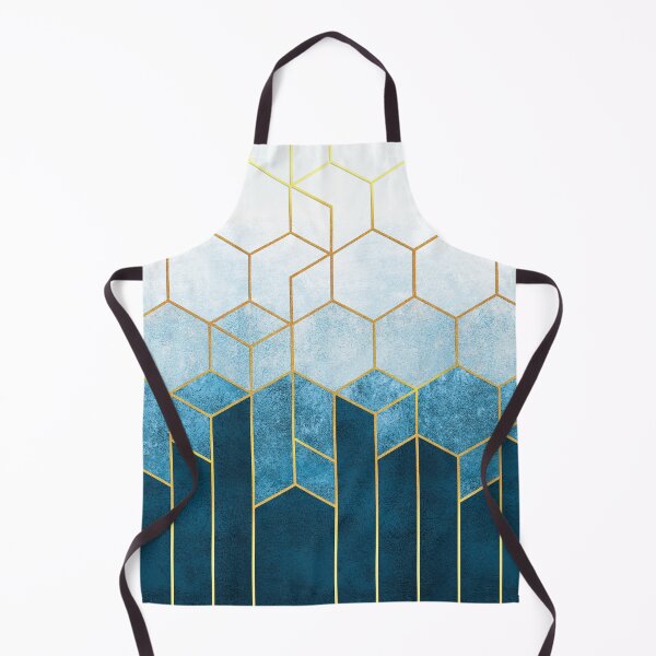 Artikelvorschau, Cerulean Blue + Golden Hexagons Abstraktes Design entworfen und verkauft von EscapistDecor.