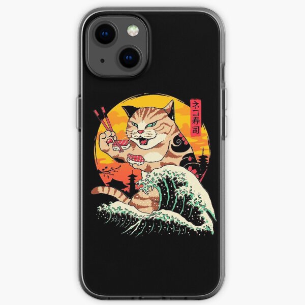 Vague de chat sushi Coque souple iPhone