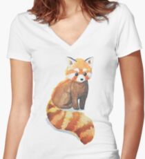 Roter Panda Shirt mit V-Ausschnitt