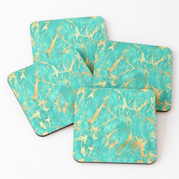 Item preview, Teal & Gold Marble Print designed and sold by Harman83.
