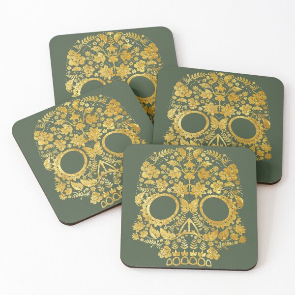 Item preview, Gold Floral Skull Head designed and sold by Alladin7.