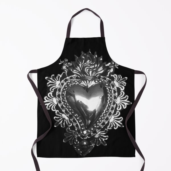 Item preview, Silver sacred heart mexican milagrito handmade tin decoration folk art maximalist metalwork designed and sold by T-Mex.