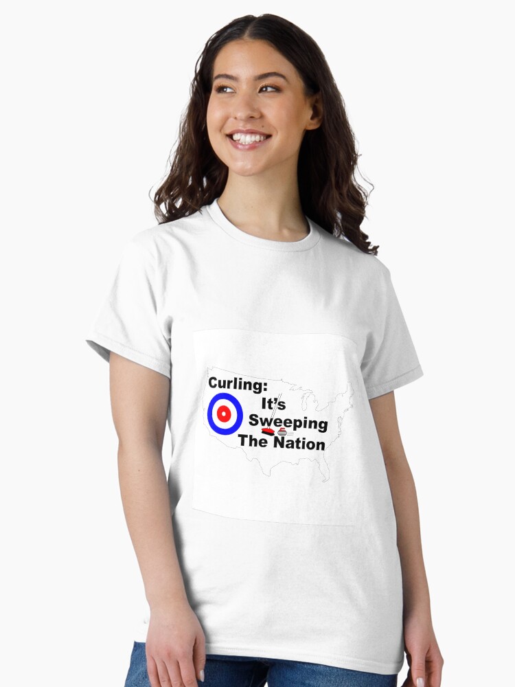 Thumbnail 2 of 7, Classic T-Shirt, Curling: It's sweeping the nation designed and sold by WordsByJake.