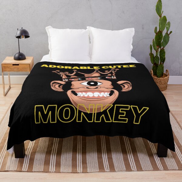 Adorable Cutee Monkey Throw Blanket