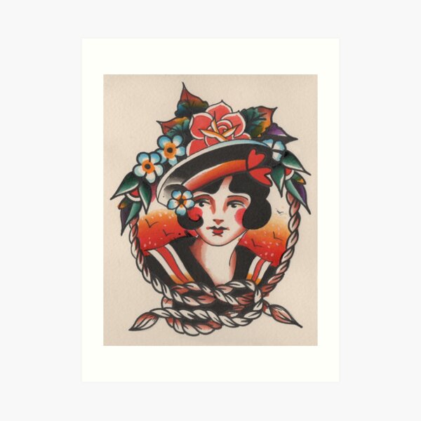 Traditionelle Frauenkopf Kunstdruck