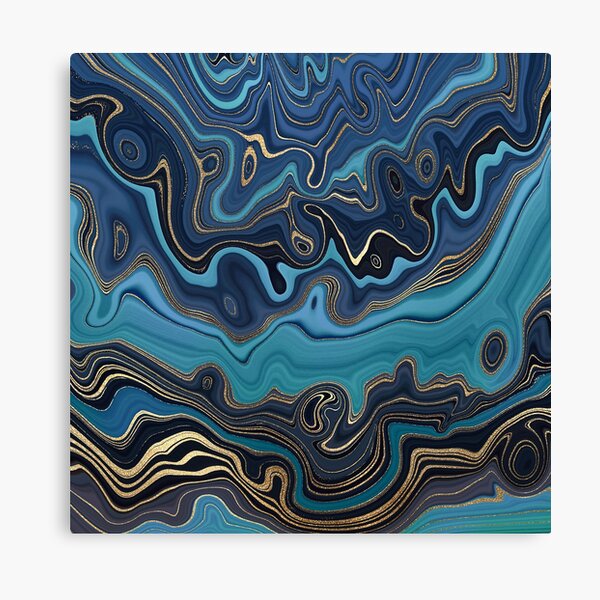 Blue Gold Marble Canvas , Luxury Wall Art, Abstract Wall Decor, Navy Blue  Canvas