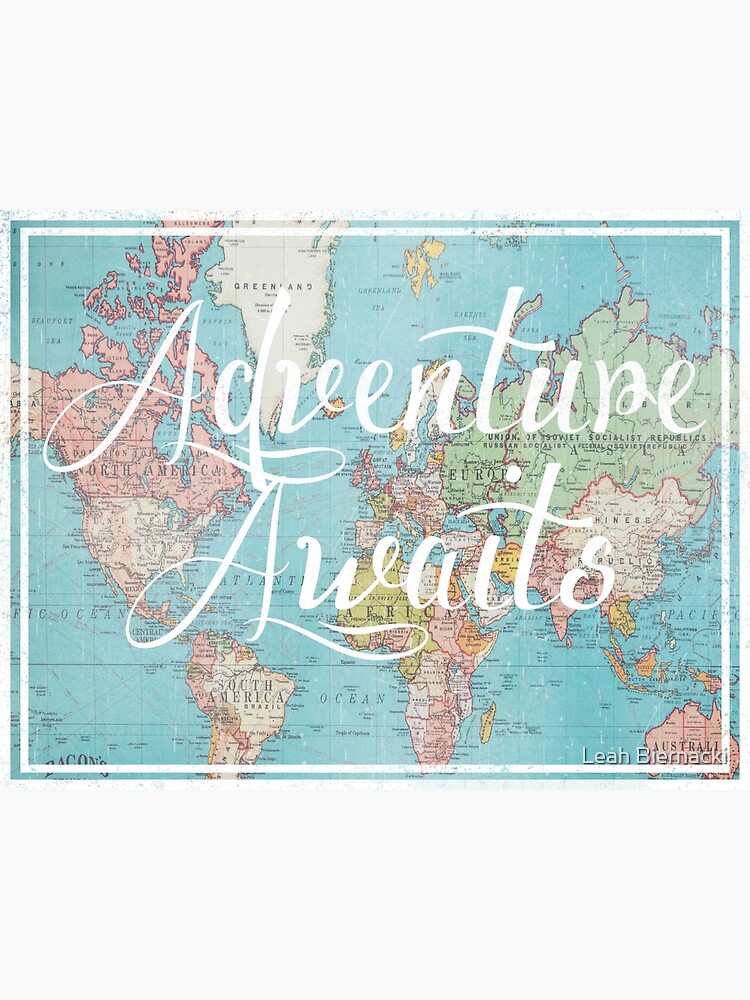 adventure awaits world map canvas print by