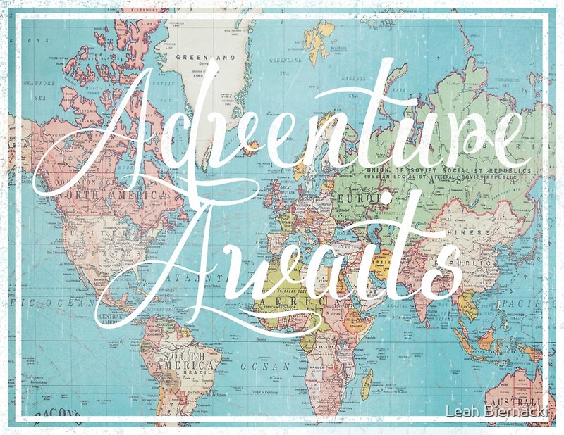 adventure awaits world map canvas prints by leah biernacki redbubble