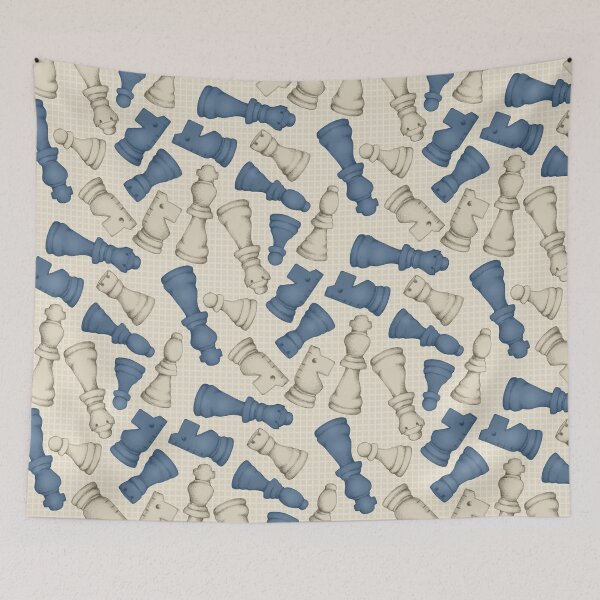 Item preview, Once a Pawn a Chess Game - navy blue, neutral cream and tan designed and sold by Perrin Le Feuvre.