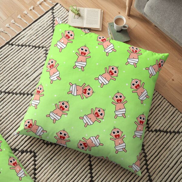Crazy Baby Child - Lime Floor Pillow