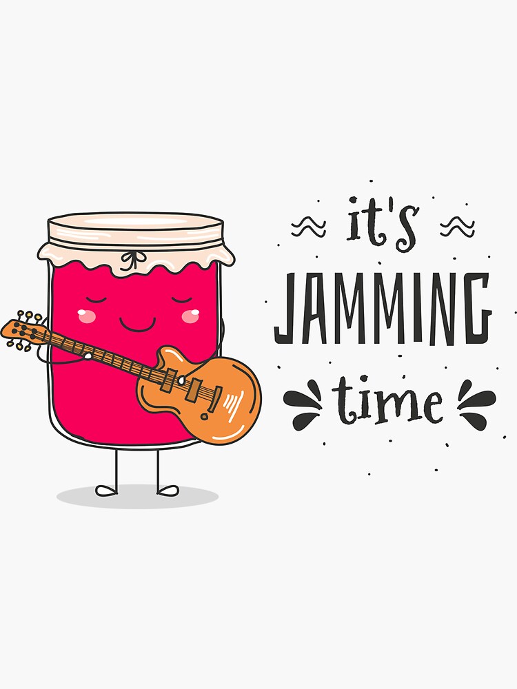 "Jam pot playing the guitar. Colorful drawing." Sticker for Sale by