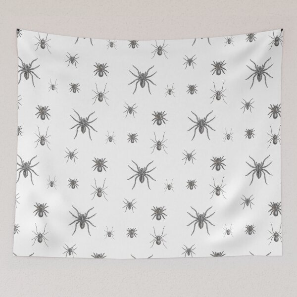 Item preview, black and white arachnids, spiders: tarantula, tarantula wolf spider, crab spider, spitting spider designed and sold by bellatierra.