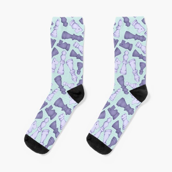 Once a Pawn a Chess Game - pale purple and mint green Socks