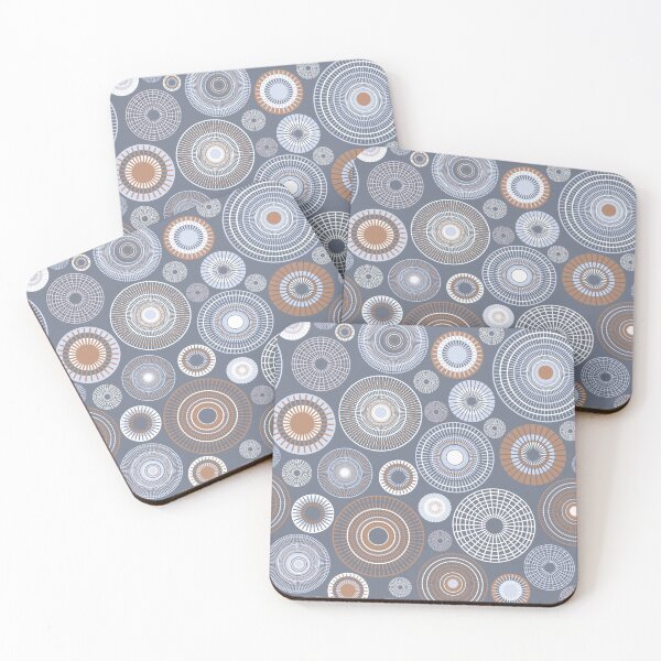 Item preview, Groovy pattern of concentric circles in gray and pink designed and sold by colorofmagic.