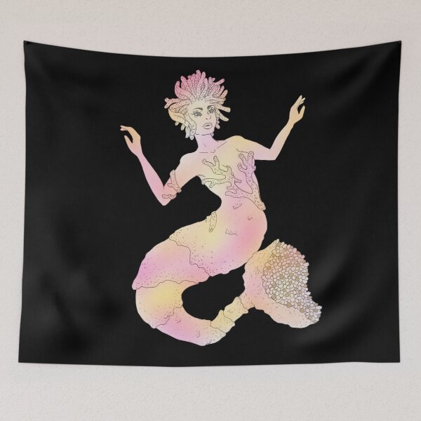 Item preview, Inked Coral Mermaid in Orange and Pink designed and sold by AvalonUnmuzzled.