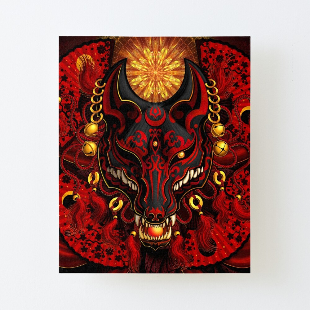 black and red kitsune mask