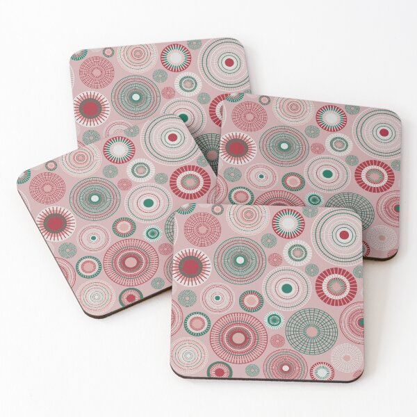 Item preview, Concentric circles in red, white and green on pink designed and sold by colorofmagic.