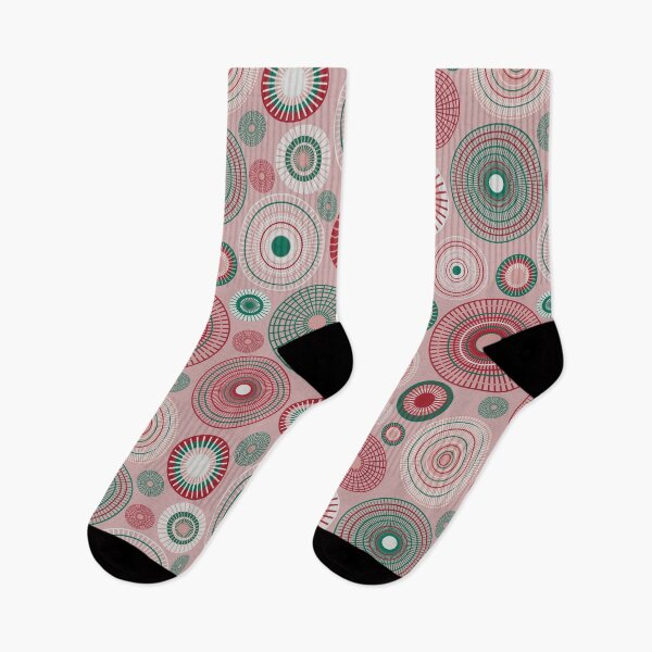 Item preview, Concentric circles in red, white and green on pink designed and sold by colorofmagic.