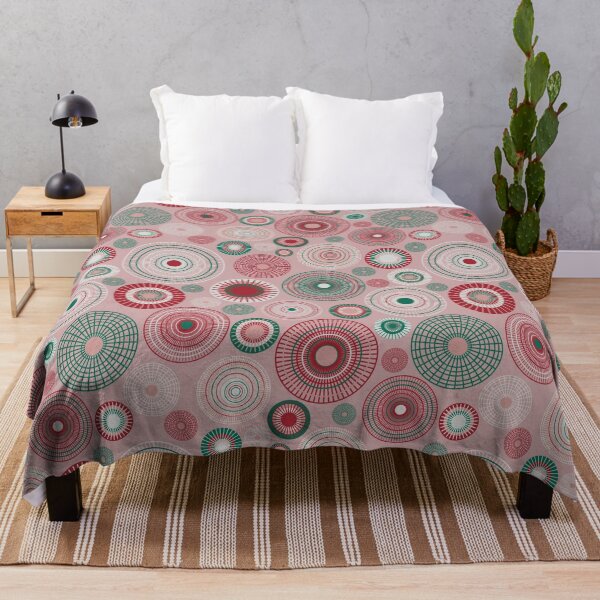 Item preview, Concentric circles in red, white and green on pink designed and sold by colorofmagic.