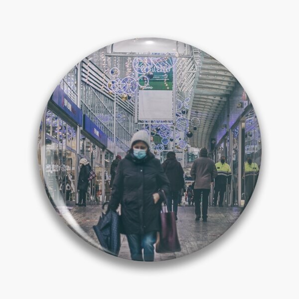 Item preview, Economic crisis of 2020 ,  woman with mask walk on shopping mall during Covid-19 pandemic in christmas period designed and sold by fineartitalia.