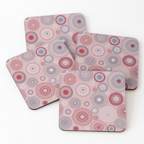 Item preview, Concentric circles in red and gray on pink designed and sold by colorofmagic.