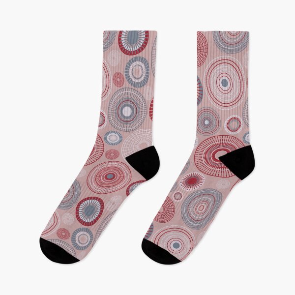 Item preview, Concentric circles in red and gray on pink designed and sold by colorofmagic.