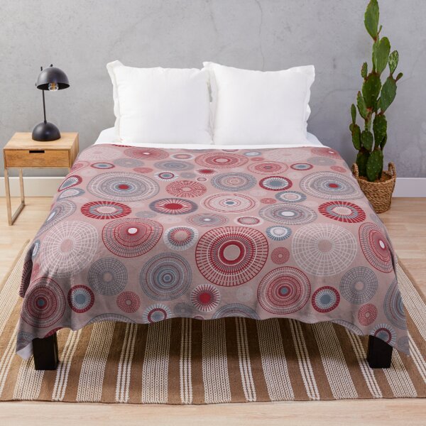Item preview, Concentric circles in red and gray on pink designed and sold by colorofmagic.