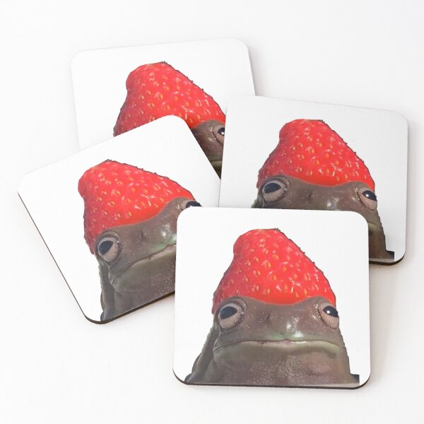 Item preview, frog with strawberry hat  designed and sold by kaylee marie.