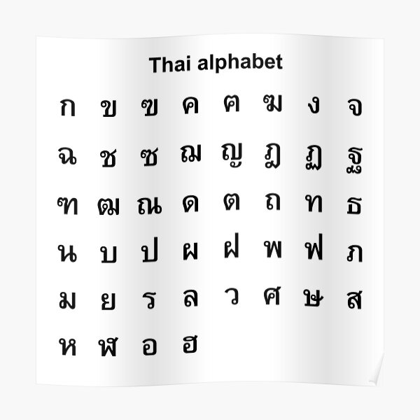 thai alphabet poster by taddd redbubble