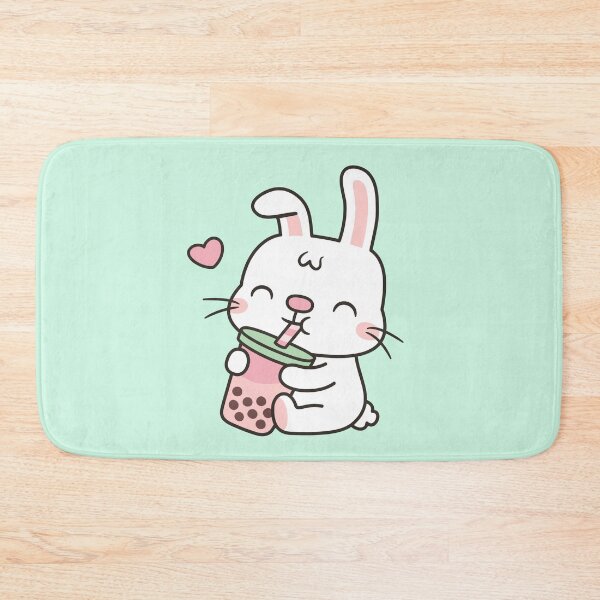 Item preview, Cute Little White Bunny Enjoying Boba Tea designed and sold by rustydoodle.