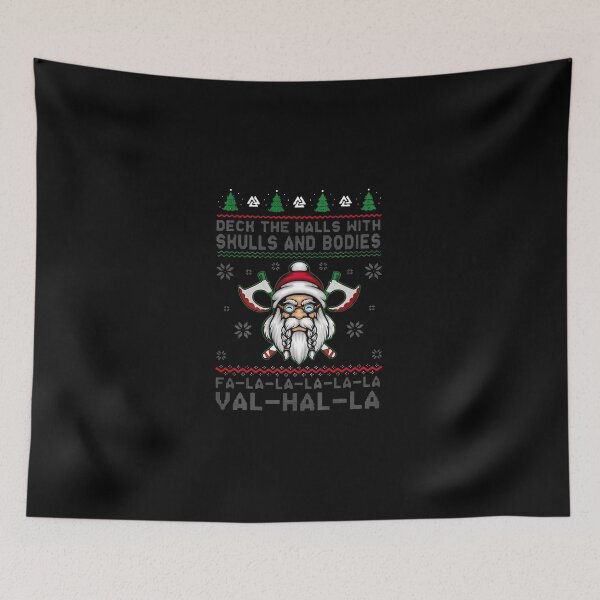 Item preview, Deck The Halls With Skulls And Bodies Funny Viking Christmas designed and sold by cadmanBoythorpe.