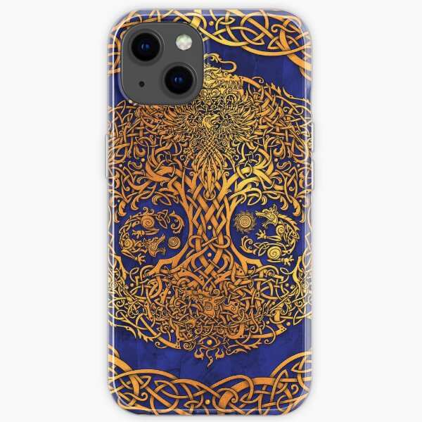 Or Yggdrasil, Arbre de Vie Viking - Bleu Coque souple iPhone