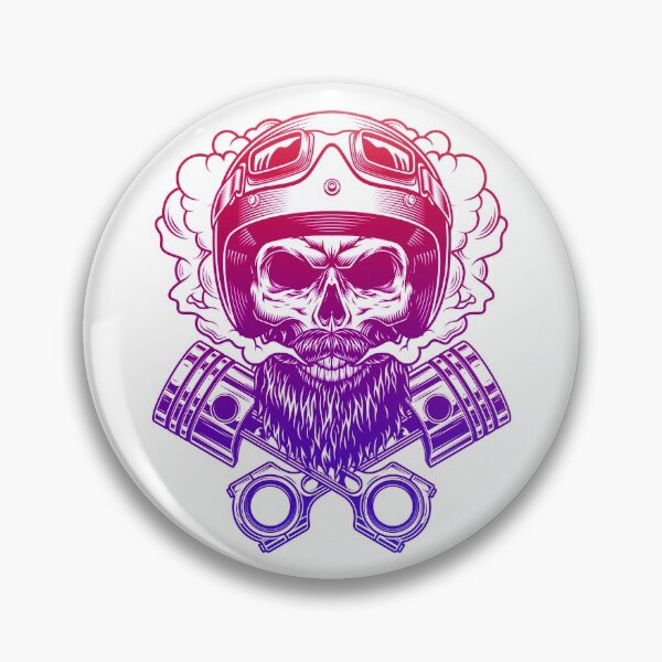 Item preview, Bearded mustached motorcyclist skull designed and sold by Darshit Zakhariya.