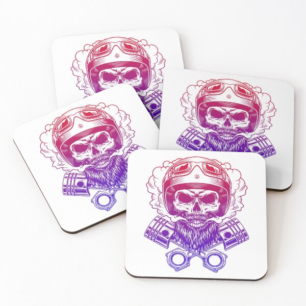 Item preview, Bearded mustached motorcyclist skull designed and sold by Darshit Zakhariya.