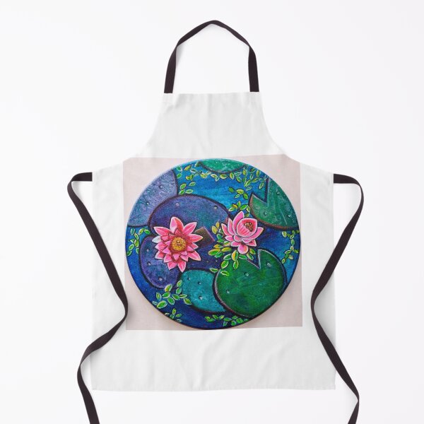 Item preview, Waterlily pond floral textured acrylic painting on round canvas  designed and sold by artbymanjiri.